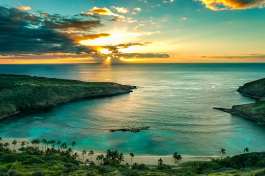 Hanauma Bay bei Sonnenuntergang