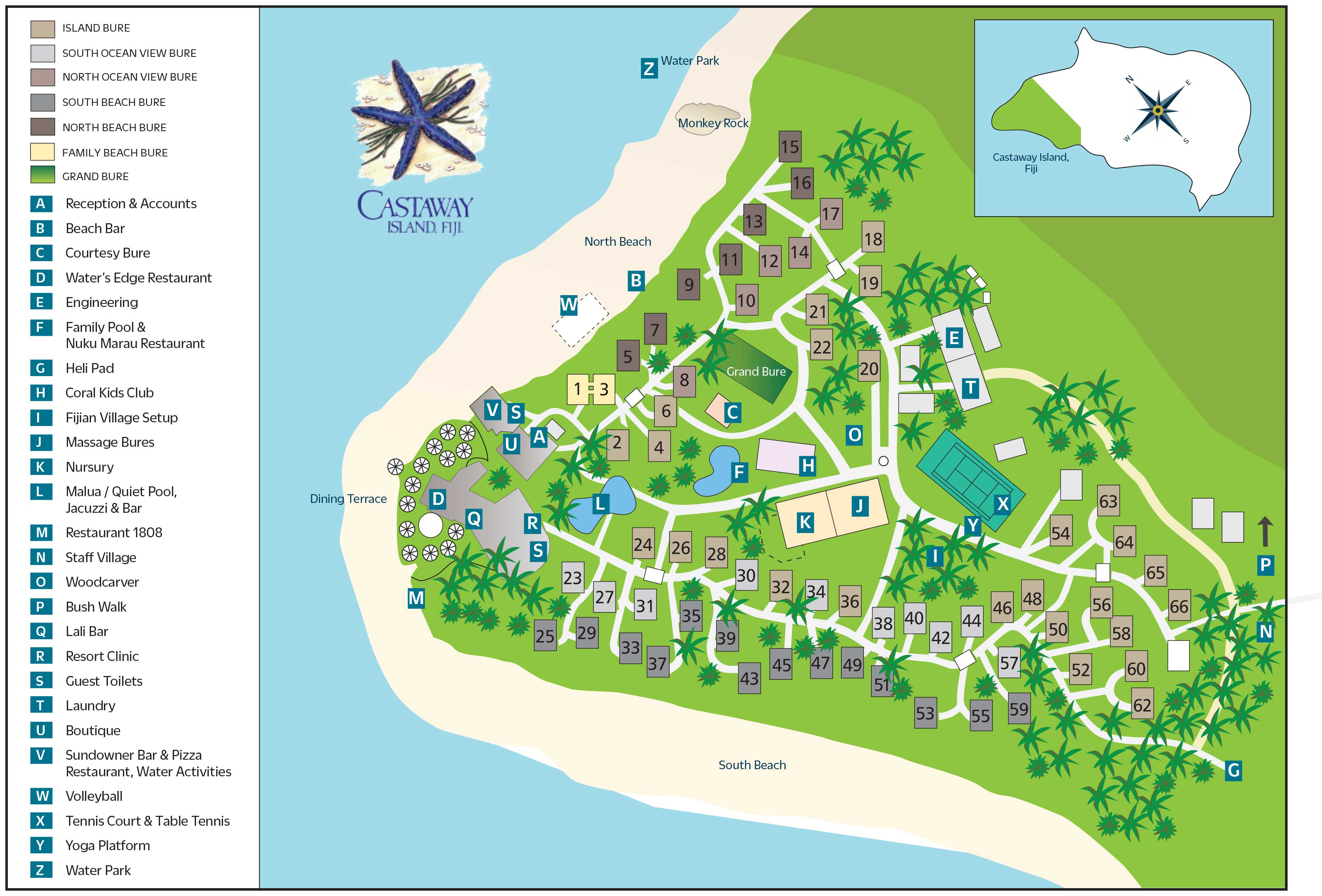 Castaway Island, Fiji - resort map